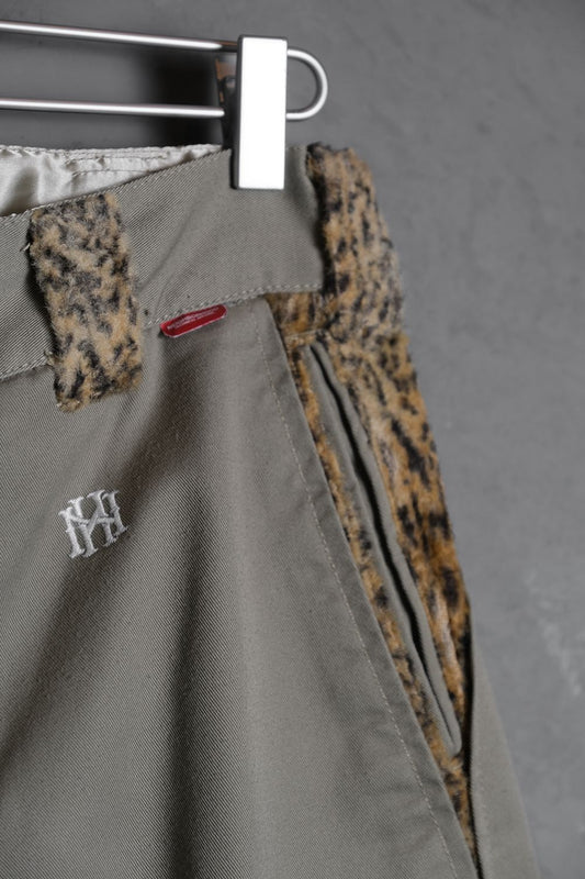 Neighborhood 10S/S Two-tone Chino Pants 豹紋絨布拼接卡其褲 日本製