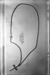 Sterling Silver Oval Pendant Couple Necklaces with Cross Insert 橢圓銀牌 十字架鑲嵌情侶對練