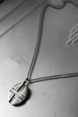 Sterling Silver Oval Pendant Couple Necklaces with Cross Insert 橢圓銀牌 十字架鑲嵌情侶對練