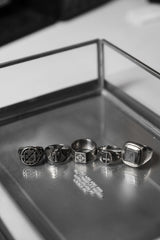 925スターリングシルバーのダブルエングレービングジオメトリックリング