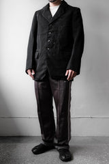 1930s Vintage French Wool Sack Coat with Embroidery Repair