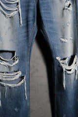 EMOスタンスクラブ デストロイドフレアジーンズ 韓国ストリートブランド デストロイドデニムフレアジーンズ