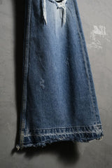 EMOスタンスクラブ デストロイドフレアジーンズ 韓国ストリートブランド デストロイドデニムフレアジーンズ