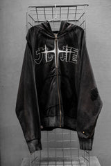 GRS X NAG SUN FADED LIGHTWEIGHT DESTROYED ZIP-UP HOODIE Hong Kong street brand washed damaged hooded zip-up jacket