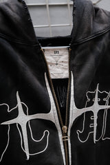 GRS X NAG SUN FADED LIGHTWEIGHT DESTROYED ZIP-UP HOODIE Hong Kong street brand washed damaged hooded zip-up jacket