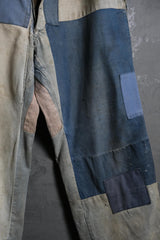 French Antique Indigo Patchwork Buckle Trousers 古著法國工裝 重度補丁拼接工作褲