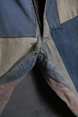 French Antique Indigo Patchwork Buckle Trousers 古著法國工裝 重度補丁拼接工作褲