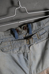 French Antique Indigo Patchwork Buckle Trousers 古著法國工裝 重度補丁拼接工作褲