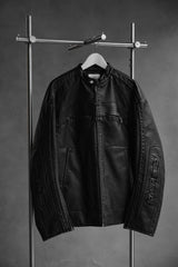 1dyLL プレストレザーバイカージャケット 台湾デザイナーブランド 合成皮革レーシングレザージャケット