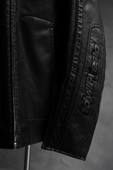 1dyLL プレストレザーバイカージャケット 台湾デザイナーブランド 合成皮革レーシングレザージャケット