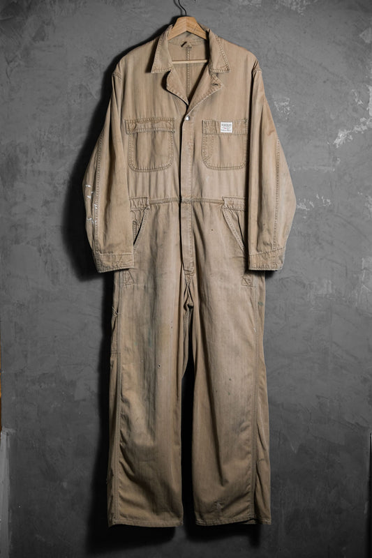 HERCULES 1940~50's “Nation-ALLS” Vintage HBT Twill Coveralls original vintage herringbone overalls jumpsuit