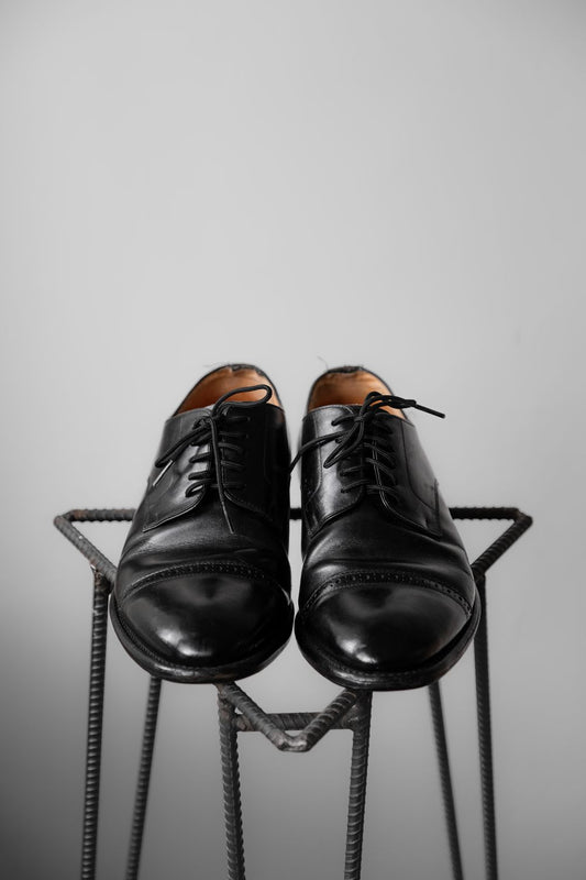 Unknown Military Style Leather Derby Shoes Vintage military style derby leather shoes