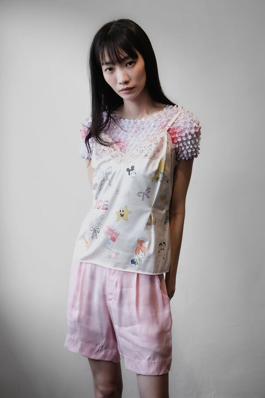 Shrugs Vintage Hand Painted Silk Slip Top 古著手繪絲質細肩帶背心
