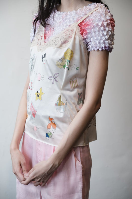 Shrugs Vintage Hand Painted Silk Slip Top 古著手繪絲質細肩帶背心