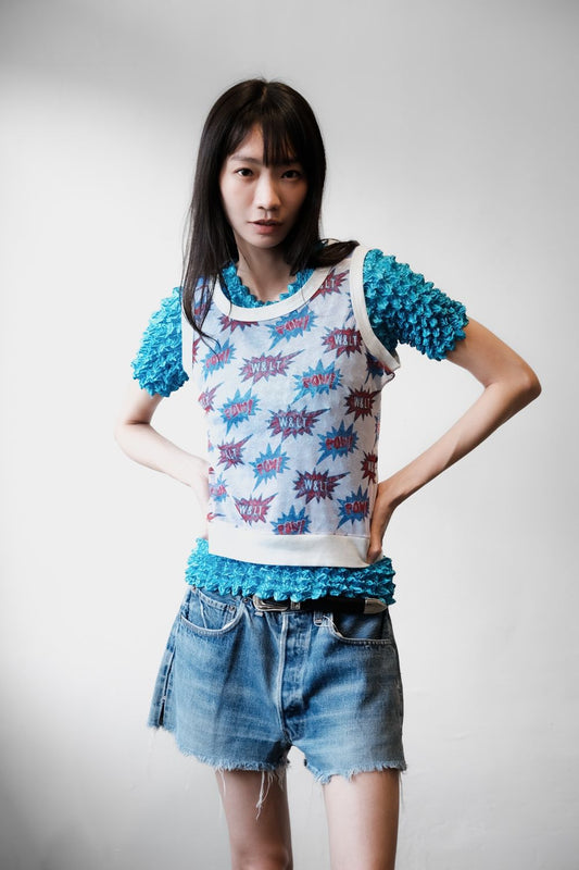 W< 90’s Mesh Tank Top 比利時設計師品牌 印花網眼背心