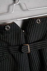 Vintage Wool Striped Buckle Work Pants 古著條紋羊毛巴黎扣工裝褲 後開衩