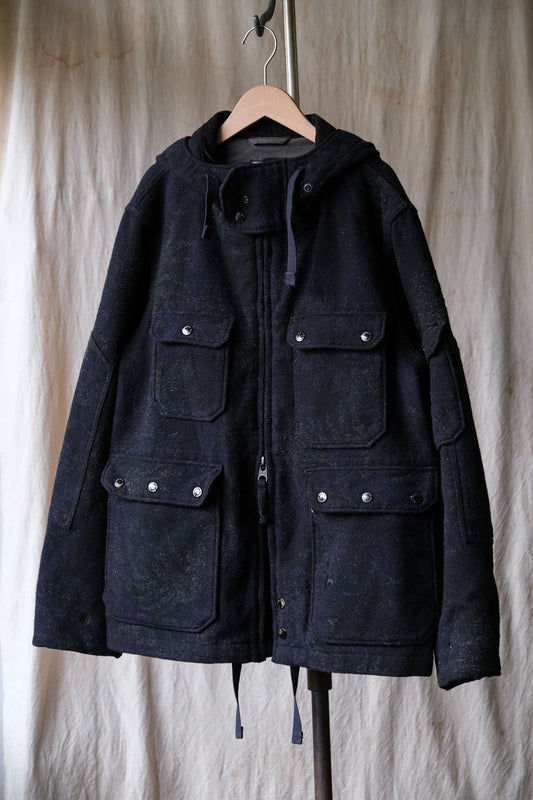 Engineered Garments Cruiser Parka - Navy/Grey Wool Floral Jacquard 日本設計師品牌 羊毛提花軍裝夾克 美國製