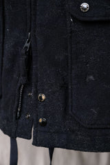 Engineered Garments Cruiser Parka - Navy/Grey Wool Floral Jacquard Japanese designer brand wool jacquard military jacket made in the USA