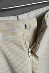 1970’s Spring Set Vintage Stretch Fabric Striped Bootcut Pants Talon Zipper 古著米黃條紋靴型褲