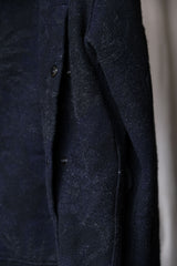 Engineered Garments Cruiser Parka - Navy/Grey Wool Floral Jacquard Japanese designer brand wool jacquard military jacket made in the USA