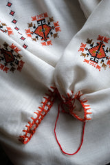 Vintage Romanian Embroidered Folk Blouse Romanian embroidered ethnic top with drawstring neck/cuffs