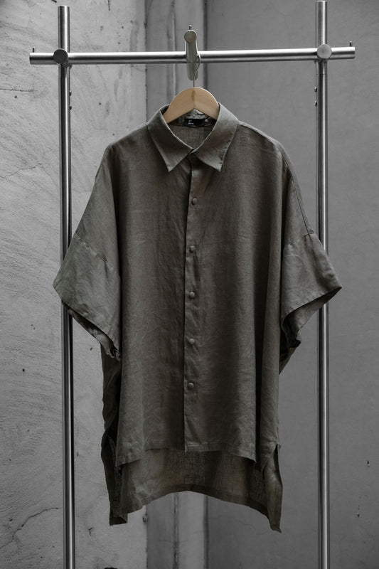 FRI 27 NOV. Linen Cape Shirt Thai designer brand cotton and linen cape shirt grass green