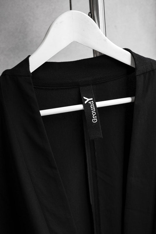 GROUND Y Yohji Yamamoto Hanten Coat Yamamoto Yohji branch line triacetate drawstring robe coat