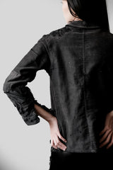 1940年代の「ル・モン・サン・ミシェル」フランス製ヴィンテージ ブラック モールスキン ボロジャケット フランス製ワークウェア ヴィンテージ ブラック モールスキン ボロボロ ワークジャケット