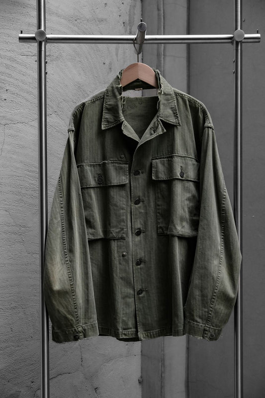 USARMY 1940's M-43 HBT Jacket US Army issued 13-star button herringbone field shirt jacket