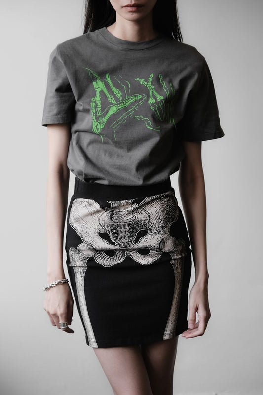 デラックススケルトンTシャツ 日本のストリートブランド フリップバンド L7 スケルトンプリント ショートT 日本製