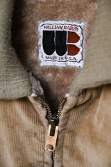 1970's "WILLIAM BARRY" Corduroy Bomber Jacket 70s vintage corduroy lapel jacket TALON zipper fleece lining