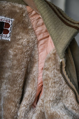 1970's "WILLIAM BARRY" Corduroy Bomber Jacket 70s vintage corduroy lapel jacket TALON zipper fleece lining