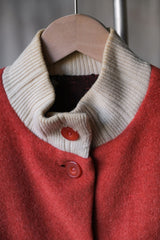 1970's Japanese Vintage Wool Button-up Jacket Japanese vintage coral orange wool stand collar jacket with silk lining