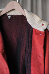 1970's Japanese Vintage Wool Button-up Jacket Japanese vintage coral orange wool stand collar jacket with silk lining
