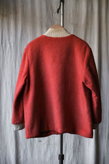 1970's Japanese Vintage Wool Button-up Jacket Japanese vintage coral orange wool stand collar jacket with silk lining
