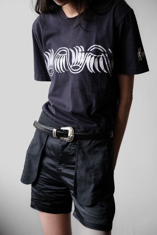 エンジニアードガーメンツ プリントポケットTシャツ ネイビー 日本のデザイナーブランド プリントポケットショートTシャツ アメリカ製