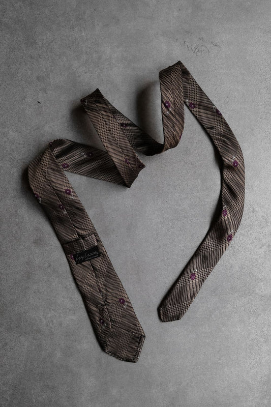 Yohji Yamamoto COSTUME D’HOMME Silk Tie 山本耀司 商務制服支線 千鳥格繡花絲質領帶