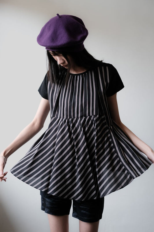 サカイ バックストライプ プリーツ切替Tシャツ 日本製