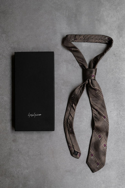 Yohji Yamamoto COSTUME D’HOMME Silk Tie 山本耀司 商務制服支線 千鳥格繡花絲質領帶