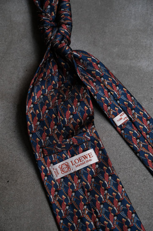 LOEWE Tauromaquia Pattern Silk Tie 羅意威 滿版印花絲質領帶 西班牙製