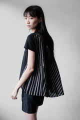 Sacai Back Striped Pleated Switching T-Shirt Made in Japan