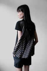 Sacai Back Striped Pleated Switching T-Shirt Made in Japan