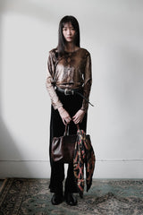 Vintage Snakeskin Print Top 古著蛇紋印花亮面彈性上衣