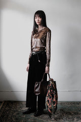 Vintage Snakeskin Print Top 古著蛇紋印花亮面彈性上衣