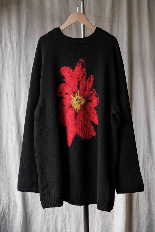 Yohji Yamamoto Pour Homme 21A/W Floral Crew Neck Knit Sweater 山本耀司主線 花柄針織毛衣
