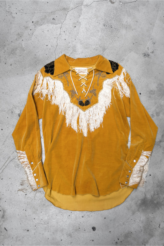 Marilyn Tanner Vintage Velvet Embroidered Tassel Western Pullover 天鵝絨流蘇刺繡西部綁帶套頭衫