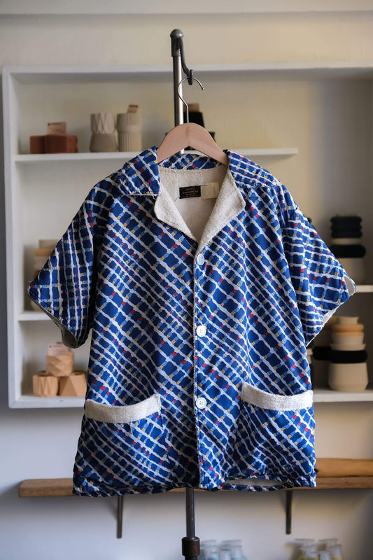 1960年代の「シアーズ」テリークロス カバナ ビーチ シャツ。1960年代のオリジナル ヴィンテージ テリークロス ビーチ シャツ。