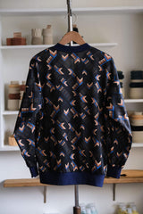 1980s Polyester all-over Printed V-neck Long Sleeves