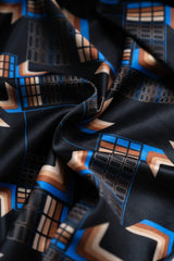 1980s Polyester all-over Printed V-neck Long Sleeves