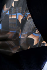 1980s Polyester all-over Printed V-neck Long Sleeves